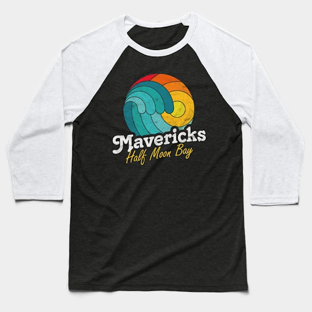 Mavericks Half Moon Bay California Surfing Surf Sunset Wave Baseball T-Shirt by MrTeee